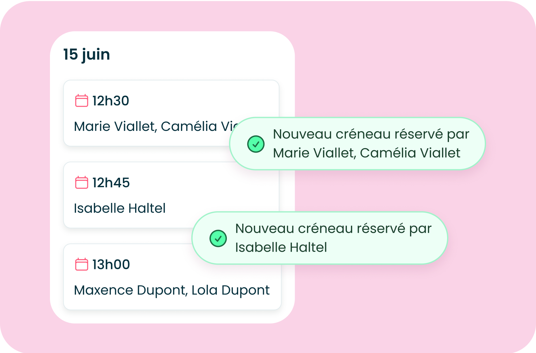 Remplissage du calendrier